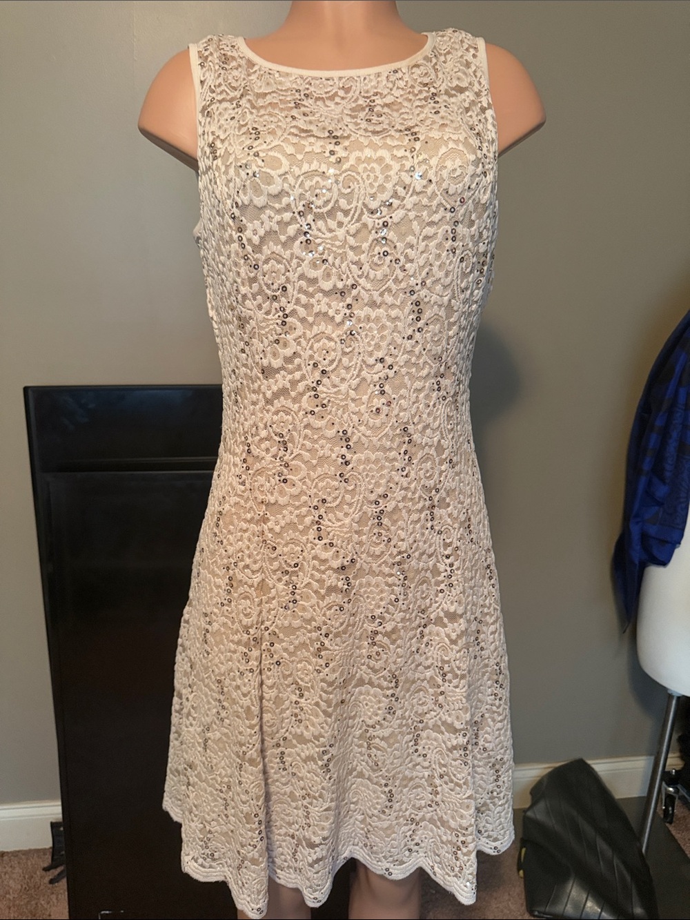 Ronni Nicole Lace Midi Dress in Ivory